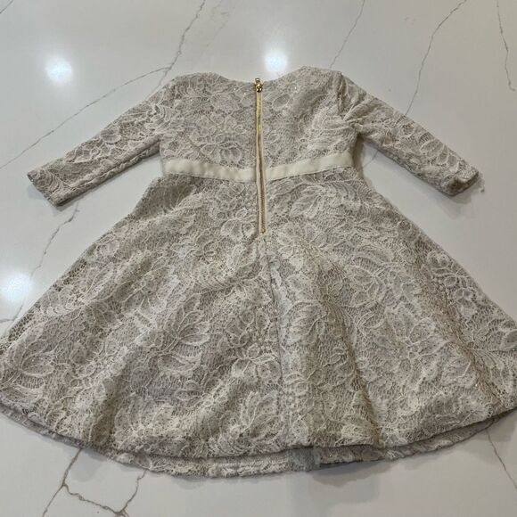 Little Angels Cream A-line Dress with Cuffed Long Sleeves - Picture 13 of 15